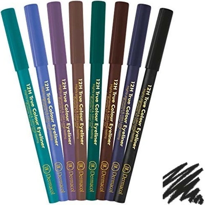 Dermacol 12H True Colour Eyeliner dřevěná tužka na oči 8 Black 2 g – Zboží Dáma