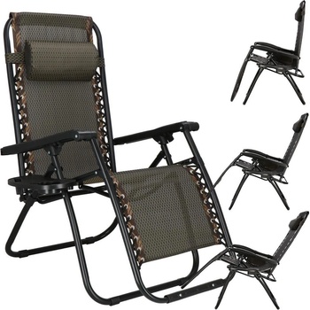 Zahradní polohovací křeslo SPRINGOS ZERO GRAVITY hnědé