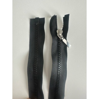 Zips kostený 5mm so strieborným jazdcom, čierny 90 cm