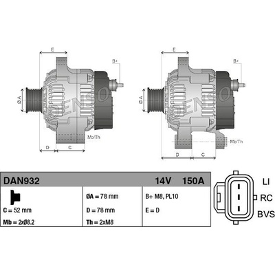 Alternátor DENSO (DE DAN932)