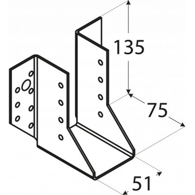 Domax WB11 trámová topánka 51x135x75x2,0 mm