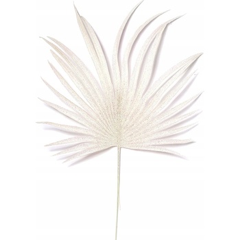 Súprava 2 ks dekorácií: Dekoračné listy biele s trblietkami 44 cm