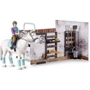 BRUDER 62506 Bworld Stáj pro koně set kůň s jezdcem a doplňky plast 1:16