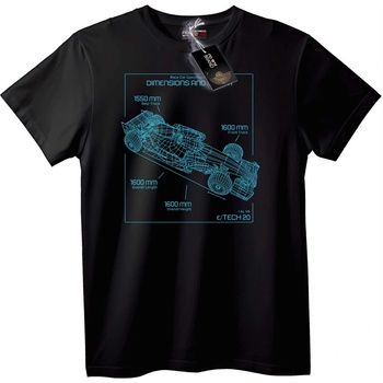 NOONEBRAND Тениска Blueprint на Състезателна Кола - S, Black