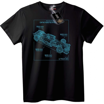NOONEBRAND Тениска Blueprint на Състезателна Кола - S, Black