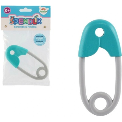 Teddies Chrastítko Špendlík 12 cm tyrkysovošedý