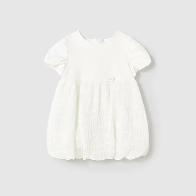 Mayoral Мръсно бяла рокля за бебе момиче с къс ръкав Майорал