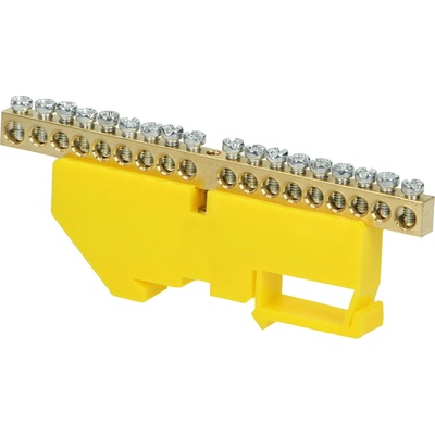 CB Elektro Zbernica zemniaca na DIN lištu (mostík prepojovací) 18 otvorov max 16mm2 žltá (ORNO)