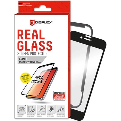 Displex Real Glass 10H Protector 3D Full Cover - калено стъклено защитно покритие за дисплея на iPhone 8 Plus, iPhone 7 Plus, iPhone 6S Plus (черен-прозрачен)