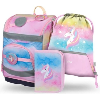 Baagl СЕТ 3 Zippy Plus Rainbow Unicorn: раница, несесер, торбичка