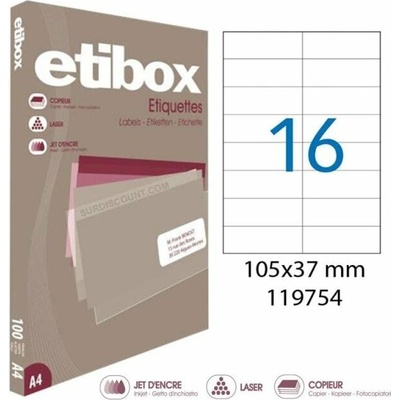 Etikety univerzálne 105x37mm Etibox A4 100 hárkov