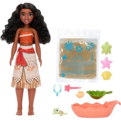 Mattel Disney Přátelé oceánu princezna Moana Vaiana s želvou, formičkami a pískem 27 cm