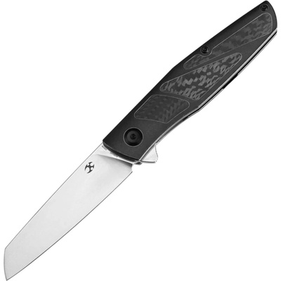 Kansept Cru Stonewashed CPM S35VN 0.118" / 3.0 mm Blackwash Titanium & Twill CF K1092A5