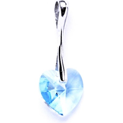 Čištín Stříbrný přívěšek Swarovski krystal akvamarín, srdce, P 1295