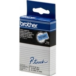 Brother Лента Brother TC591 P-Touch, 9 мм на син фон, черна (TC591)