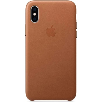 Apple iPhone Leather Case - оригинален кожен кейс (естествена кожа) за iPhone XS (кафяв)