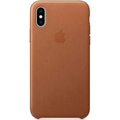 Apple iPhone Leather Case - оригинален кожен кейс (естествена кожа) за iPhone XS (кафяв)