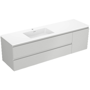 Mexen Rivel шкаф за баня 160 см с мивка Otis ляв, 2S, 1D, оребрен, сив мат/бял мат - 91A23-16047-3-BBFFF62-W18L01 (91A23-16047-3-BBFFF62-W18L01)