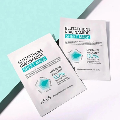 APLB Glutathione Niacinamide Sheet Mask Rozjasňující pleťová maska 1 ks 25 ml