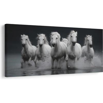 Obraz divoká jízda bílých koní - 120x60