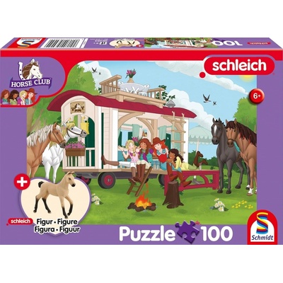 SCHMIDT Schleich Táborák pri karavane + figúrka Schleich 100 dielov