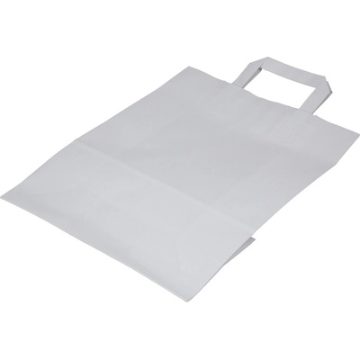 Papierová taška s plochým uchom, 35x26x12 cm, biela