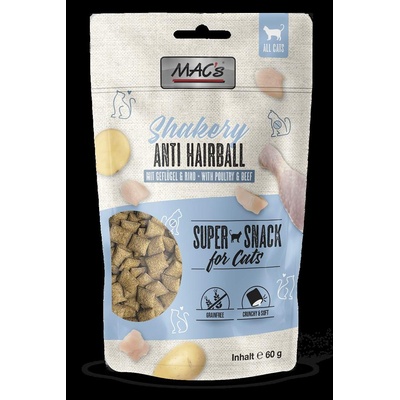 MAC's Mаc's Cat Shakery Snack Anti-Hairball - Премиум лакомство за котки, без зърно, против космени топки, снакс с говеждо