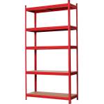  Метален стелаж червен с 5 mdf рафта 1800×900×400 мм, товароносимост 175 кг на рафт (600005)