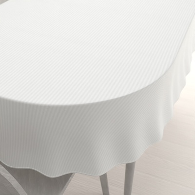 Biante Veľký damaškový oválny obrus Atlas Grádl DM-012 Biely tenké pásiky 2 mm 160x200cm