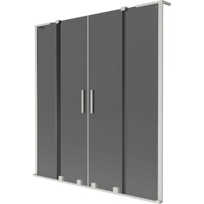 Mexen Velar L Двоен параван за вана, 2-крилен, плъзгащ се, 140 x 150 см, графит, матов никел - 896-140-003-42-97 (896-140-003-42-97)
