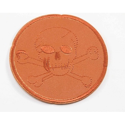 Nažehľovacia záplata - lebka - priemer 8,5 cm - škoricová