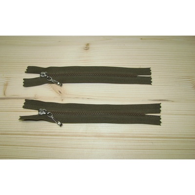 Kostenný zips zelená khaki 3mm nedeliteľný 14cm