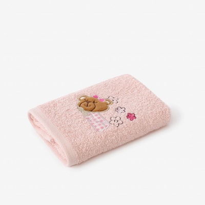 Goldea dětský ručník medvídek na růžové 30 x 50 cm