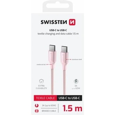 Swissten 71528205 USB-C / USB-C, 1,5m, růžový