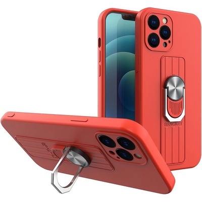 HQWear Ring силиконов кейс с държач за пръст и поставка за Samsung Galaxy S22 Ultra, Червен (9145576247099)
