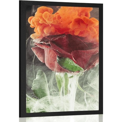 Plakát růže s abstraktními prvky - 40x60 white