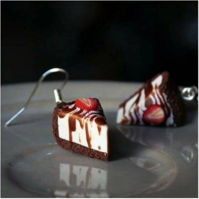 CircusMind sladké náušnice Fimo jahodový cheesecake S3267