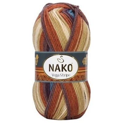 Nako Pletací příze Nako Vega Stripe 82420 - hnědá