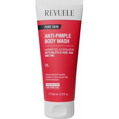 Revuele Pure Skin Anti Pimple exfoliačný sprchový gél proti akné 200 ml