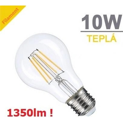 Optonica LED žárovka 10W 4xCOS Filament E27 1350lm TEPLÁ BÍLÁ