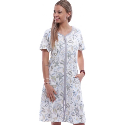 Květovaný župan nebo košilka na kojení celopropínací na zip 1G0634 šedá