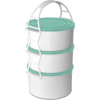 Plastový obedár 2x1,3l + 1,7l MIX farieb viečok