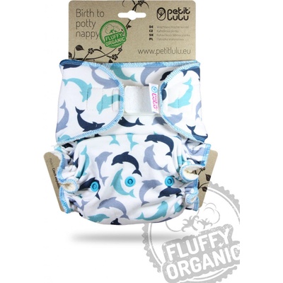 Petit Lulu Maxi noční kalhotková plena Delfínci Fluffy Organic SZ