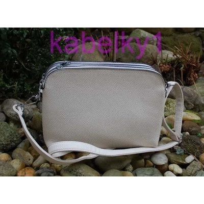 Kabelka smotanová matná strieborné zipsy crossbody