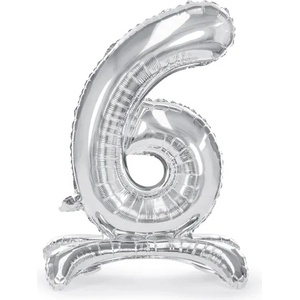 PartyDeco Свободностоящ балон от фолио 6 сребрист 70 см