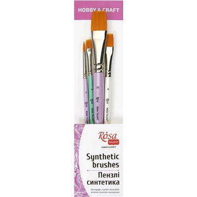 Sada štetcov ROSA Talent Hobby & Craft č. 5 – 4 syntetické štetce (č. 3, 4, 8, 22)