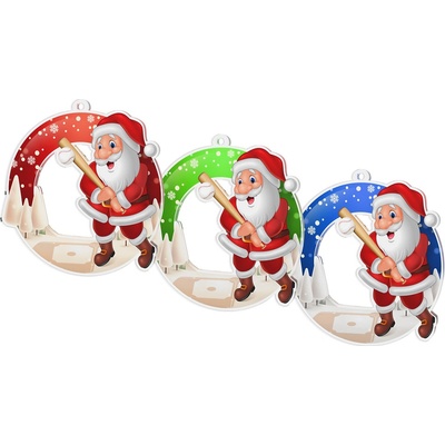 Bauer Decor Akrylátová vánoční ozdoba kulatá Santa Claus baseball Modrá