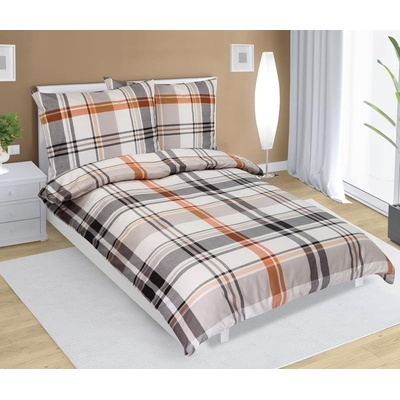 Bellatex obliečka bavlna 90/135 sivooranžové káro 140x200 70x90