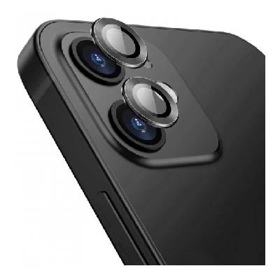 Защитно закалено стъкло за задната камера с алуминиева рамка за iPhone 12 / 12 mini - черно (41476)