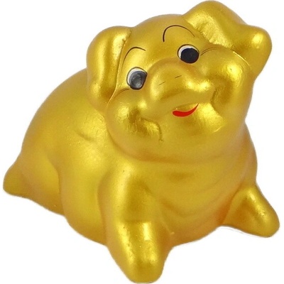 Zlatá keramická pokladnička prasiatko s úsmevom 18 cm